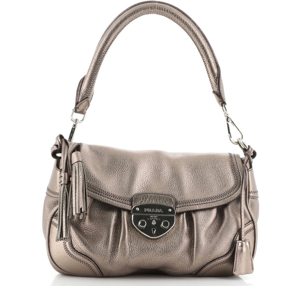 Prada Antic Pushlock Shoulder Bag Vitello Daino